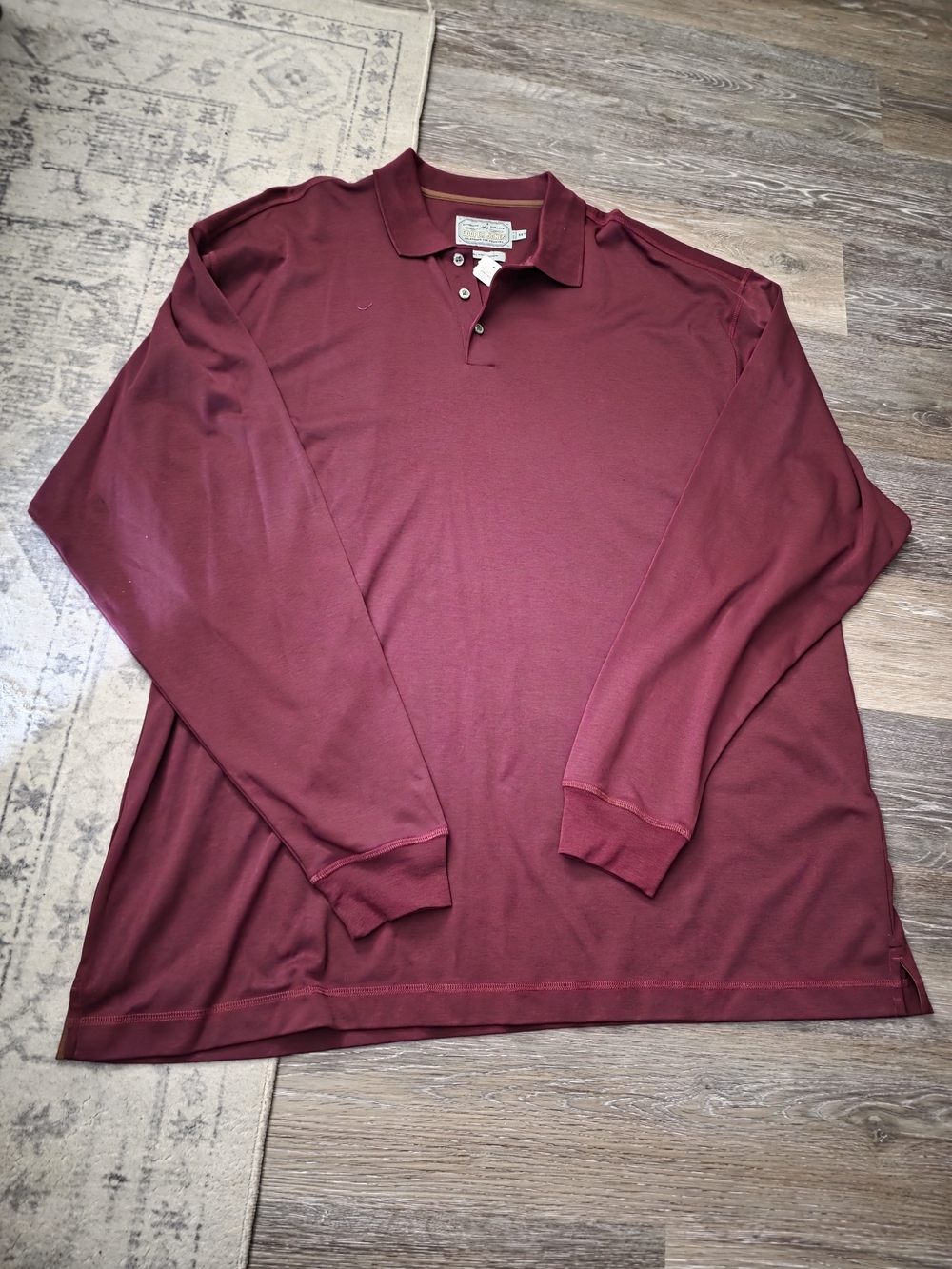 Men's Long-Sleeve Polo Shirt - Deep Burgundy
